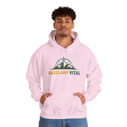 Base Camp Vital Outdoor Fleece Hoodie | Mountain Compass Graphic Pullover | 50/50 Midweight Trail Hoodie  Vital Hoodie  (free shipping)