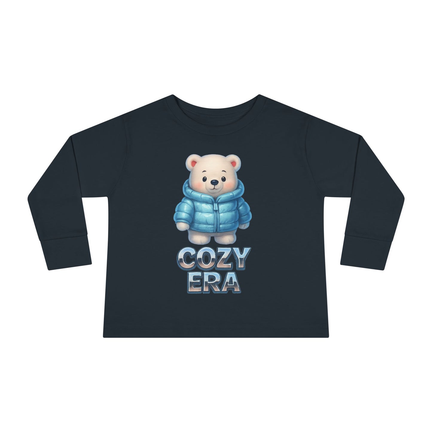Cozy Era Toddler Long Sleeve Tee — Cute Bear in Puffer Jacket