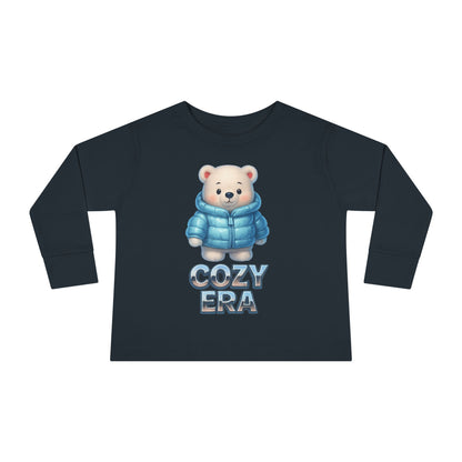 Cozy Era Toddler Long Sleeve Tee — Cute Bear in Puffer Jacket