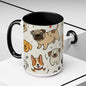 Cute Dog Pattern Accent Coffee Mug – Cute Cartoon Puppies 11/15oz