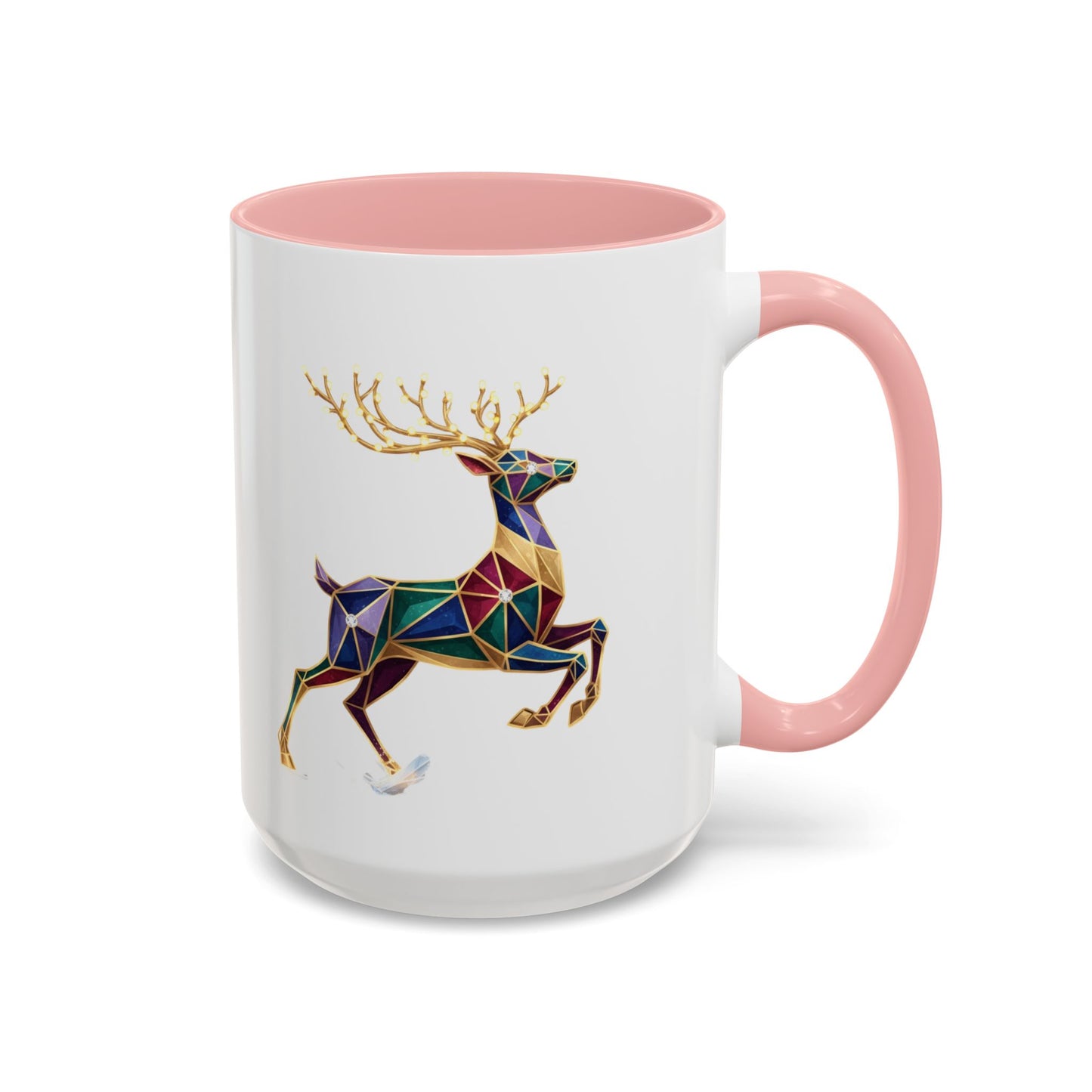 Geometric Rainbow Reindeer Accent Coffee Mug (11/15 oz)