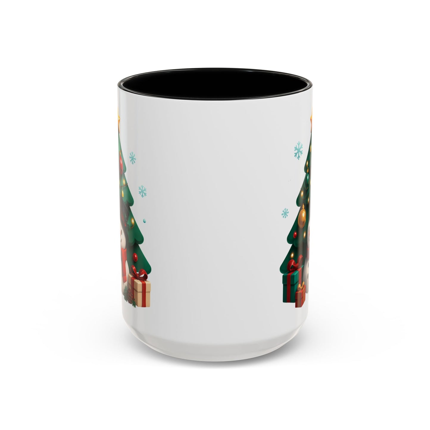 Christmas Tree & Snowman Accent Coffee Mug — Festive Holiday 11/15oz Ceramic