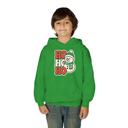 Youth kids Christmas Hoodie - 'HO HO HO' Snowman Holiday Sweatshirt