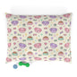 Cute Pastel Puppy Pattern Pet Bed — Soft Plush Dog Pillow with Food & Bone Design