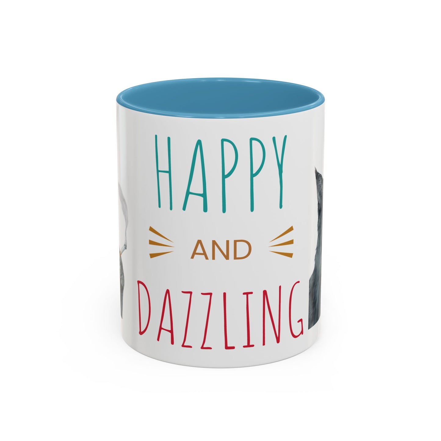 Happy and Dazzling smoking Cat Coffee Mug — Cute Cat smoking a cigarette Illustration Accent Mug (11/15 oz) (free shipping)