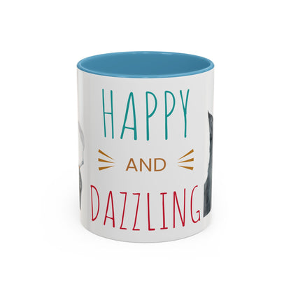 Happy and Dazzling smoking Cat Coffee Mug — Cute Cat smoking a cigarette Illustration Accent Mug (11/15 oz) (free shipping)