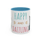 Happy and Dazzling smoking Cat Coffee Mug — Cute Cat smoking a cigarette Illustration Accent Mug (11/15 oz) (free shipping)