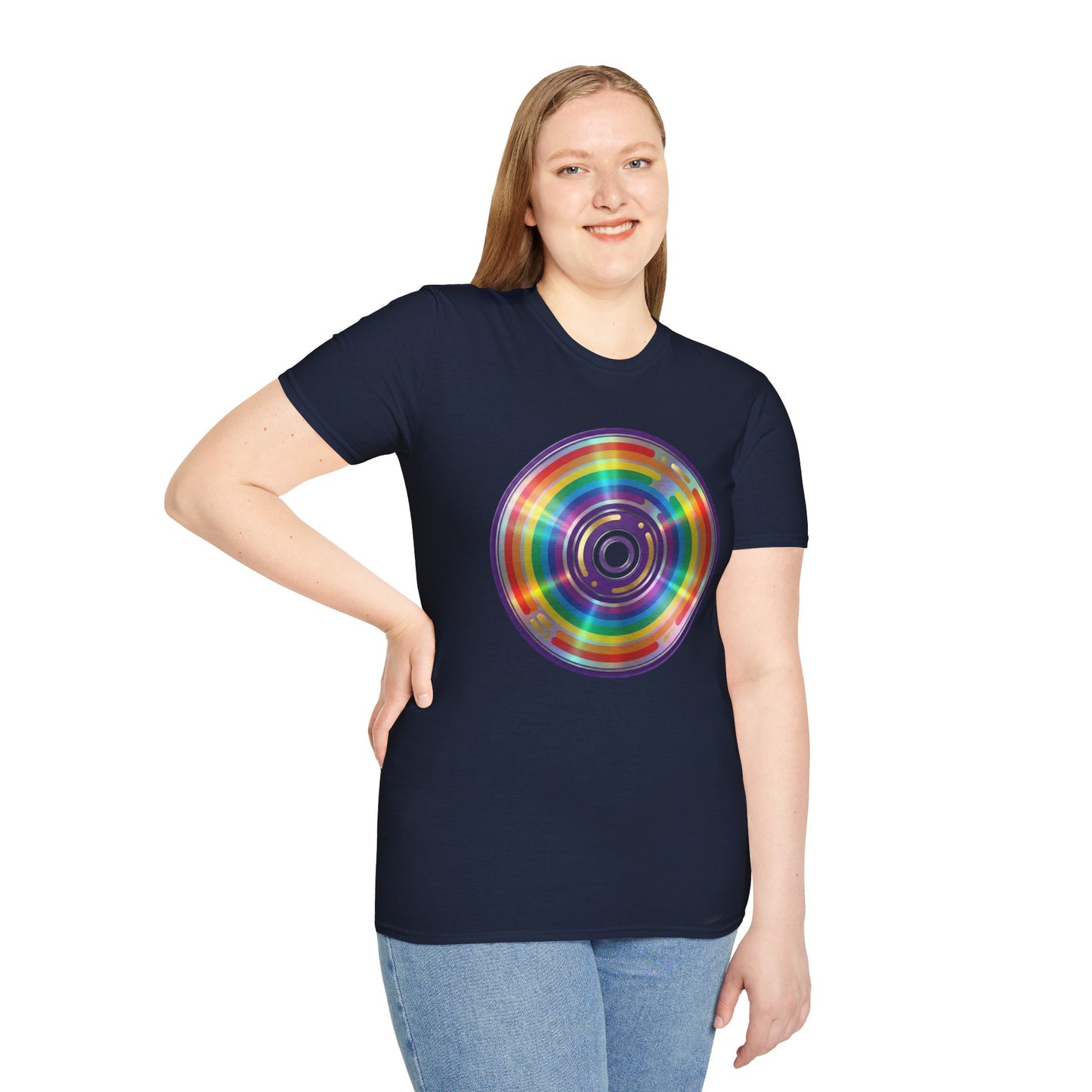 Retro Rainbow CD- Vinyl Record T-Shirt