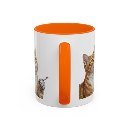 Happy and Dazzling Smoking Cat Coffee Mug — Cute Ginger Cat Accent Mug (11/15oz) (free shipping)