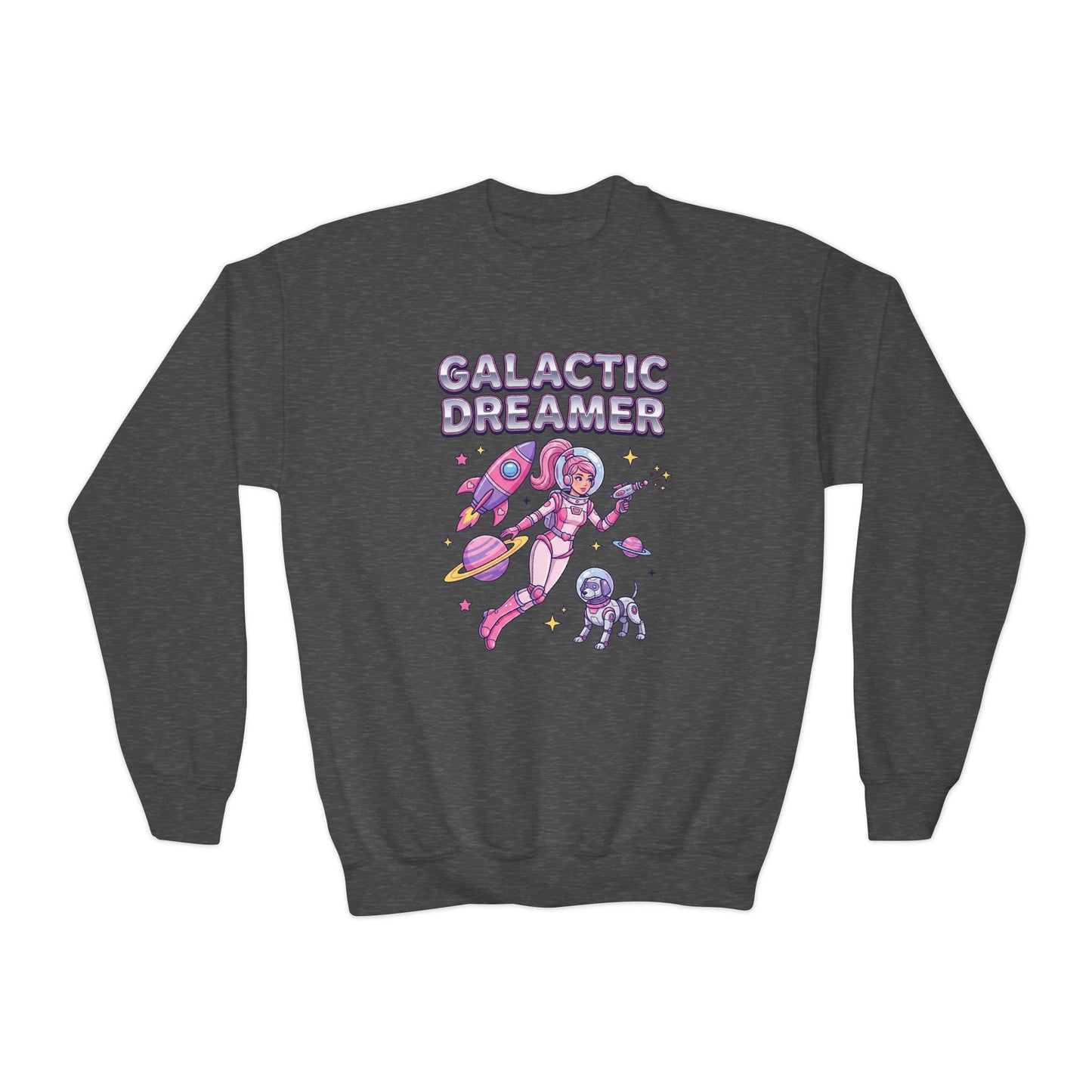Youth Sweatshirt — "Galactic Dreamer" Astronaut Mermaid Crewneck