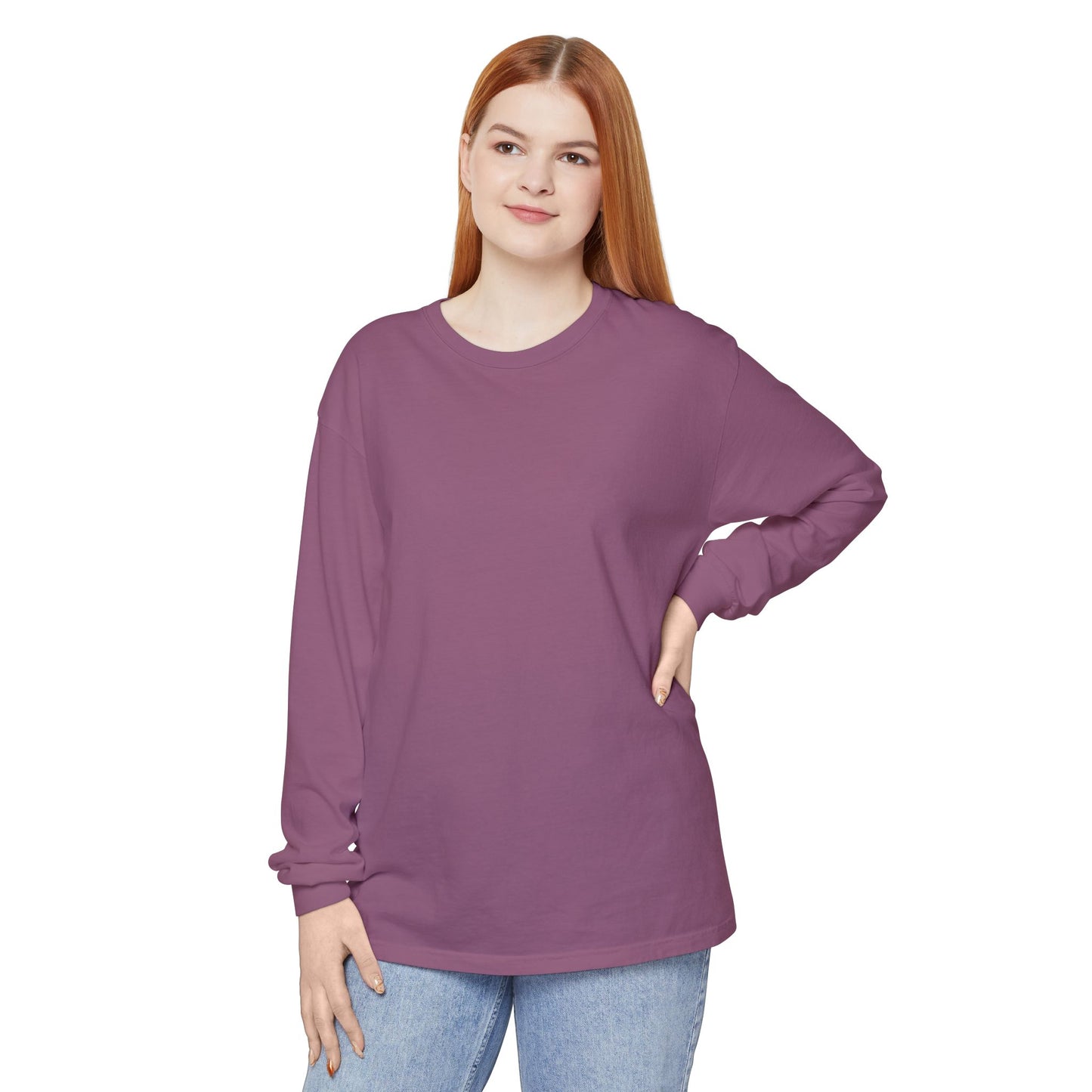 Women’s vibrant Berry Long Sleeve T-Shirt - Garment-Dyed Casual Wear