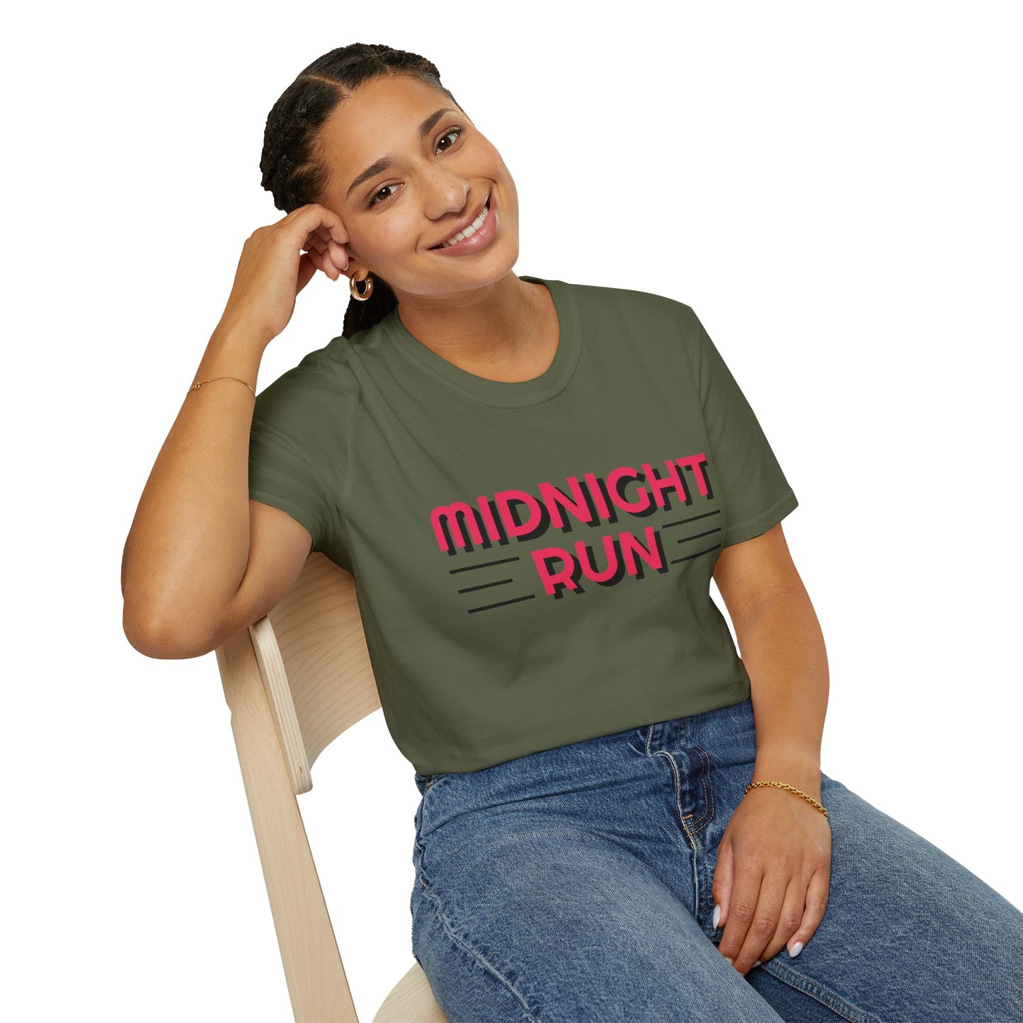 Midnight Run T-Shirt — Retro Pink Track Graphic Tee