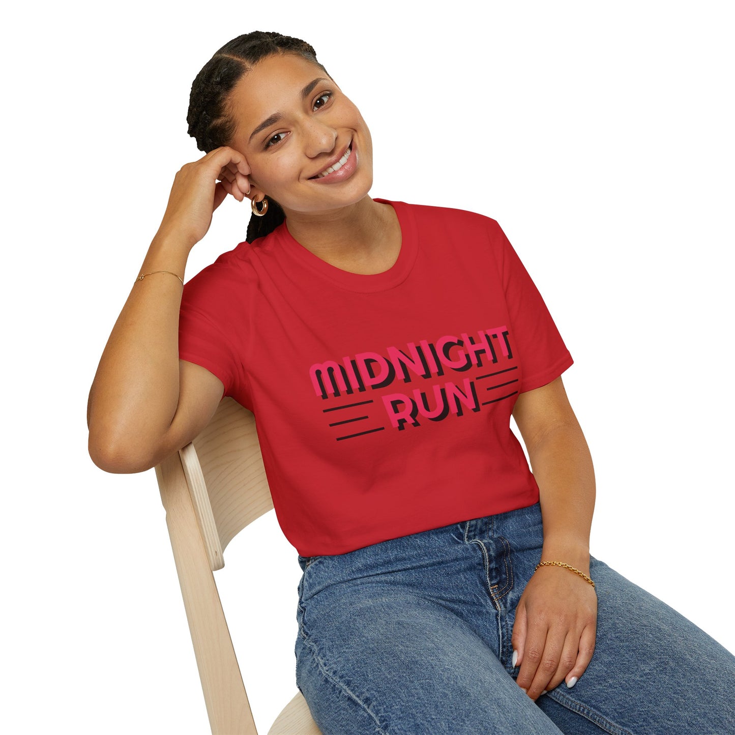 Midnight Run T-Shirt — Retro Pink Track Graphic Tee