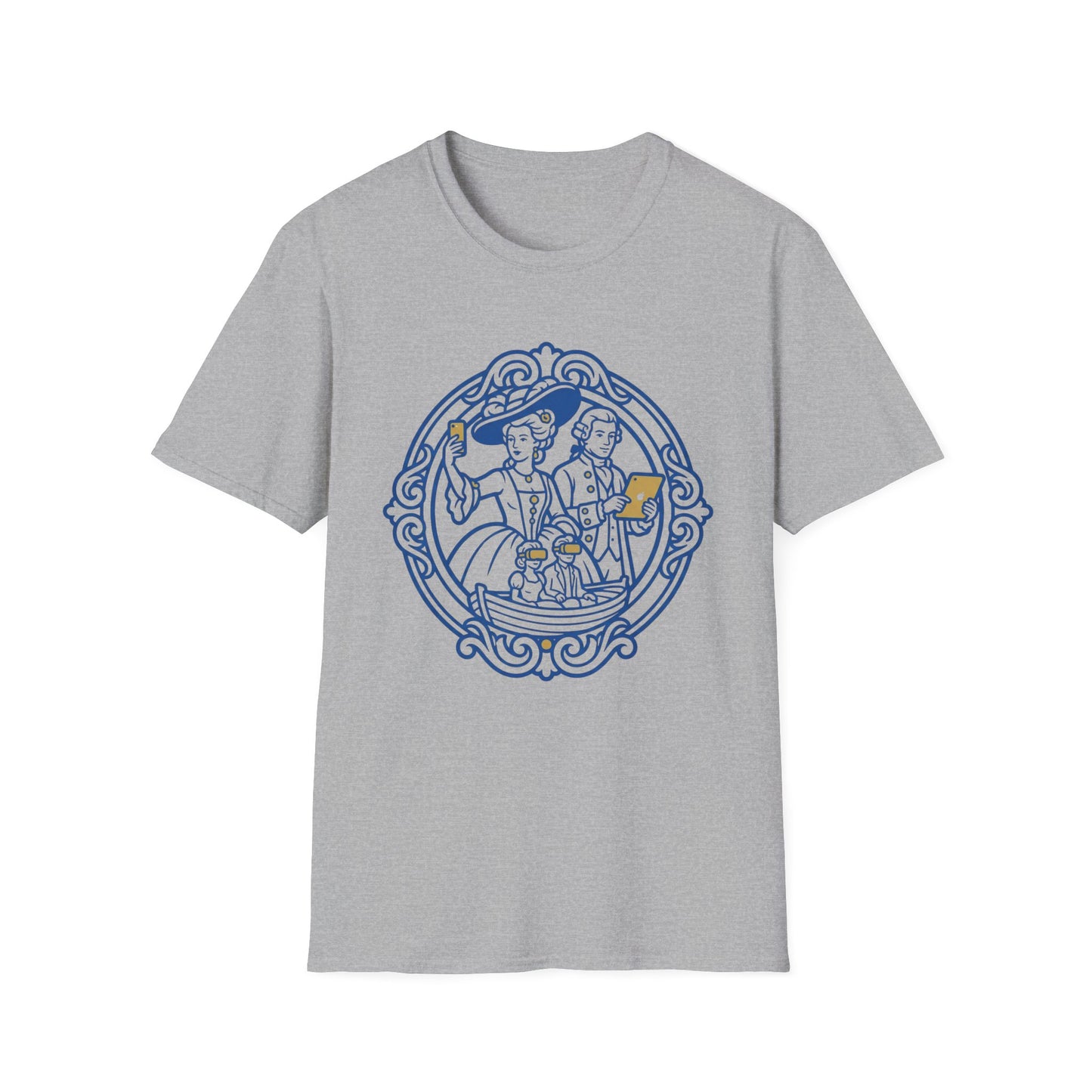 Rococo Smartphone Toile - Captain & First Mate Nautical Crew T-Shirt — Vintage Ship Wheel Illustration