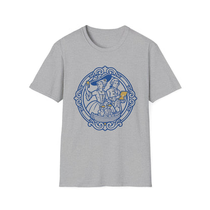 Rococo Smartphone Toile - Captain & First Mate Nautical Crew T-Shirt — Vintage Ship Wheel Illustration