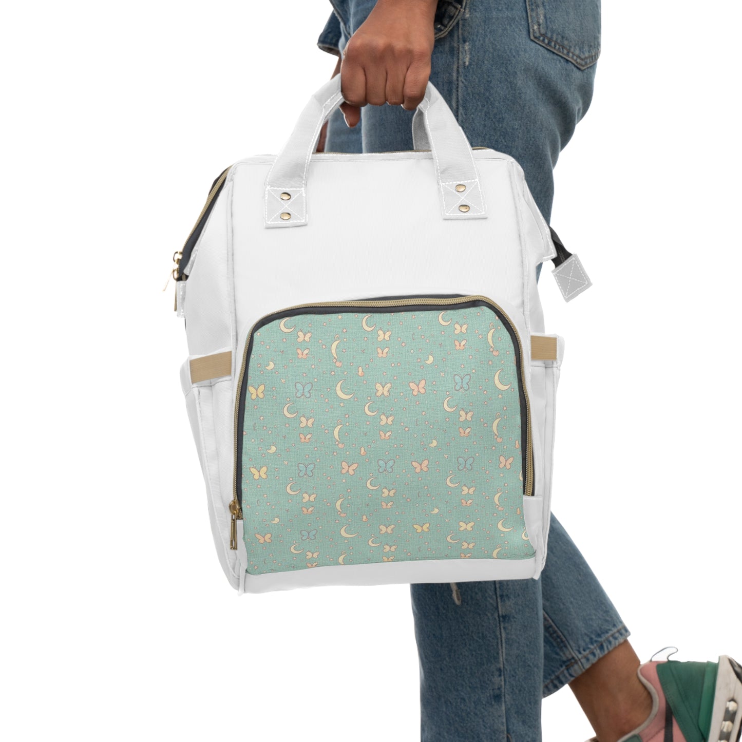 Purple Moon & Butterfly Diaper Backpack — Multifunctional Baby Bag