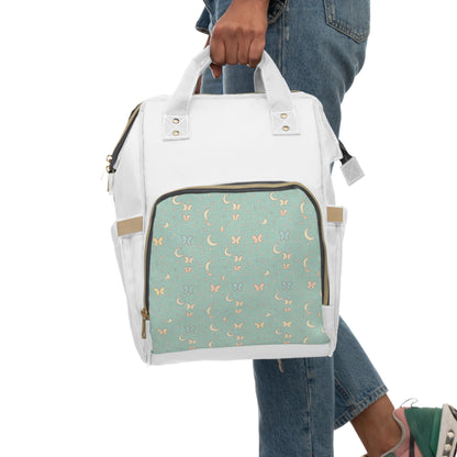Purple Moon & Butterfly Diaper Backpack — Multifunctional Baby Bag