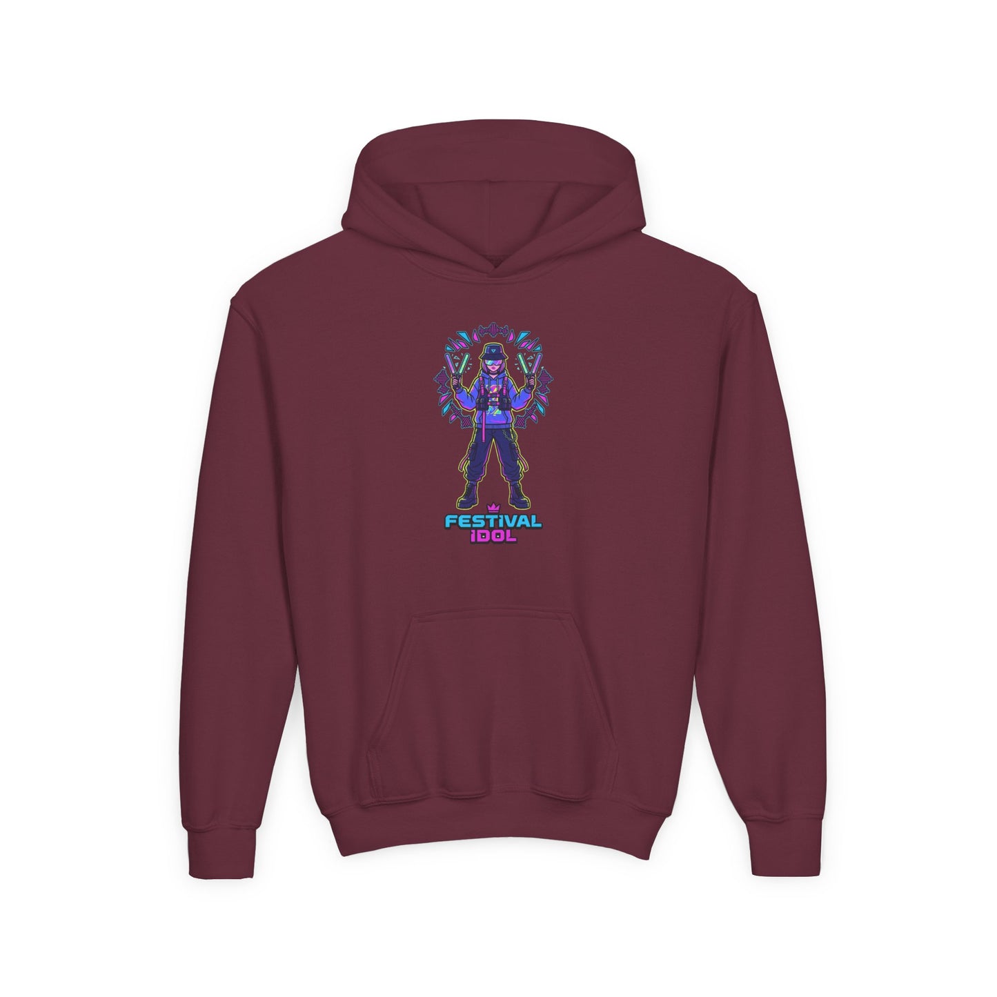 Youth Hoodie — Neon k-Pops Gamer Girl Graphic “Pixel Pal” Streetwear