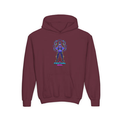 Youth Hoodie — Neon k-Pops Gamer Girl Graphic “Pixel Pal” Streetwear