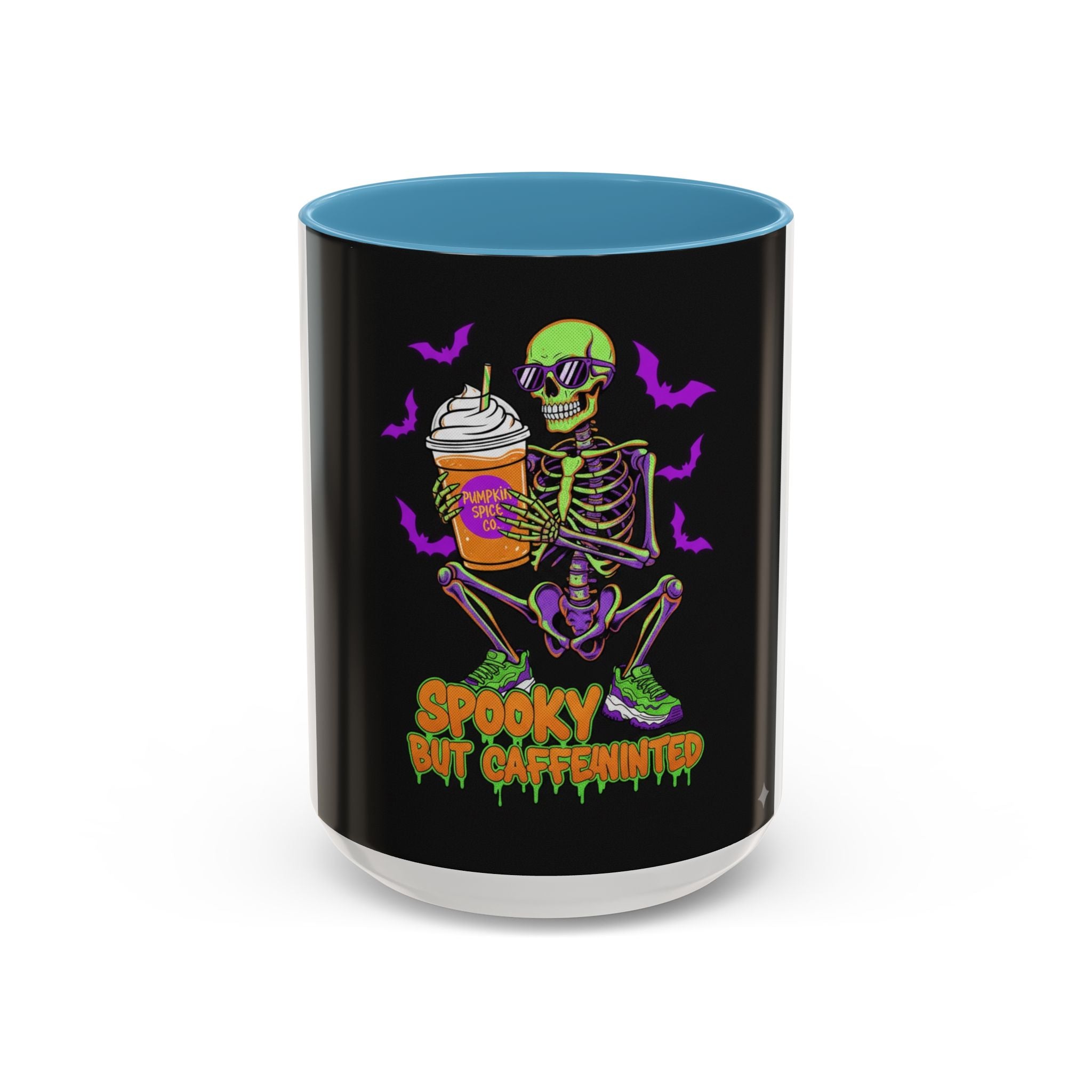 Spooky Skeleton Coffee Mug, Halloween Gift, Caffeinated Mug, Gothic Cup, Unique Drinkware, Perfect for Fall Celebrations