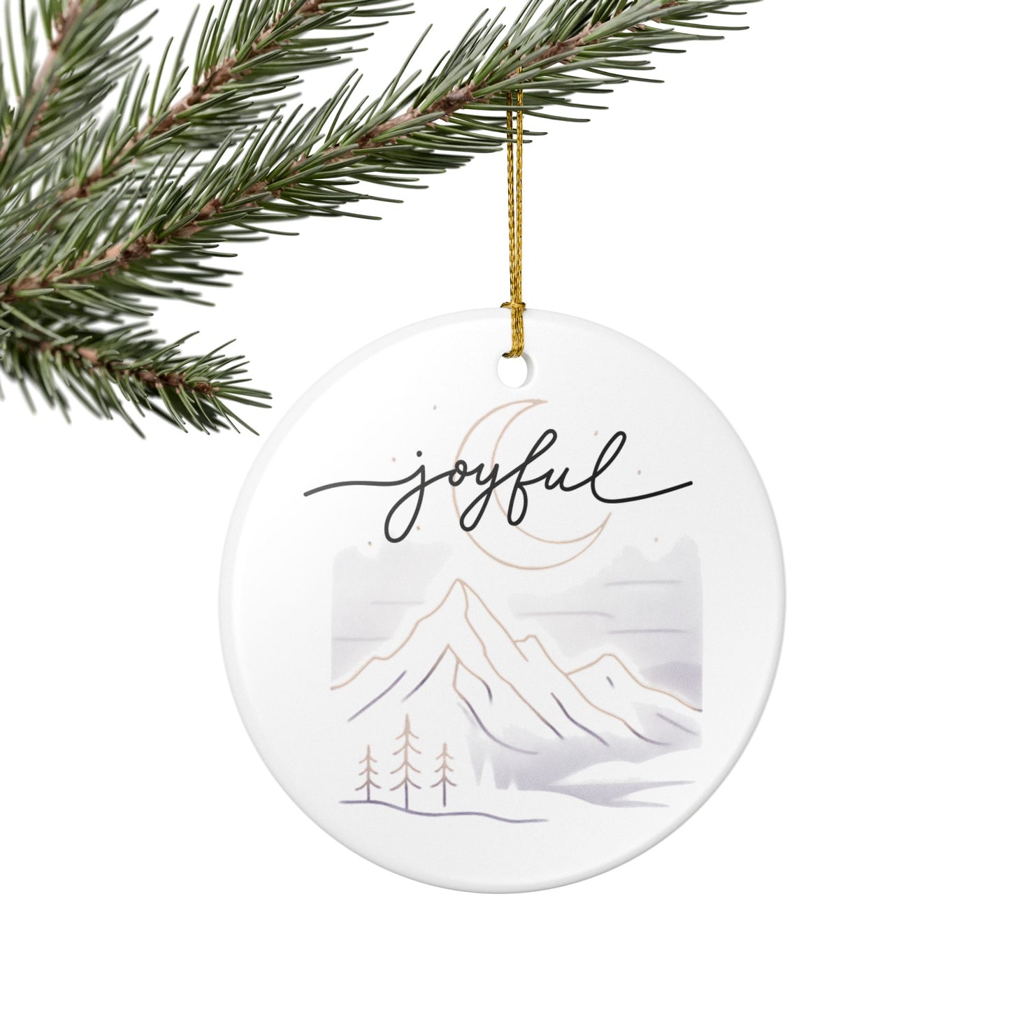 Joyful Mountain Ceramic Ornament – Holiday Tree Decoration