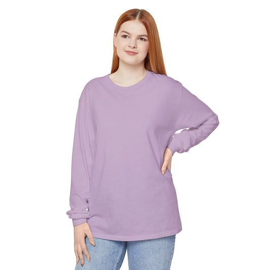 Women’s orchid colored , light purple Garment-Dyed Long Sleeve T-Shirt - Comfortable and Stylish Everyday Wear