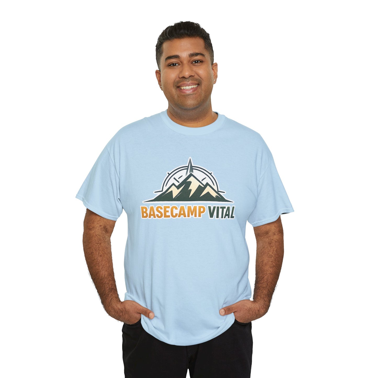 Base Camp Vital Mountain Compass Crewneck T-Shirt | Outdoor Hiking Graphic Tee | Midweight Cotton Trail Shirt (free shipping)
