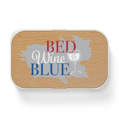 Stylish Bento Lunch Box - "Bed, Wine & Blue" Design