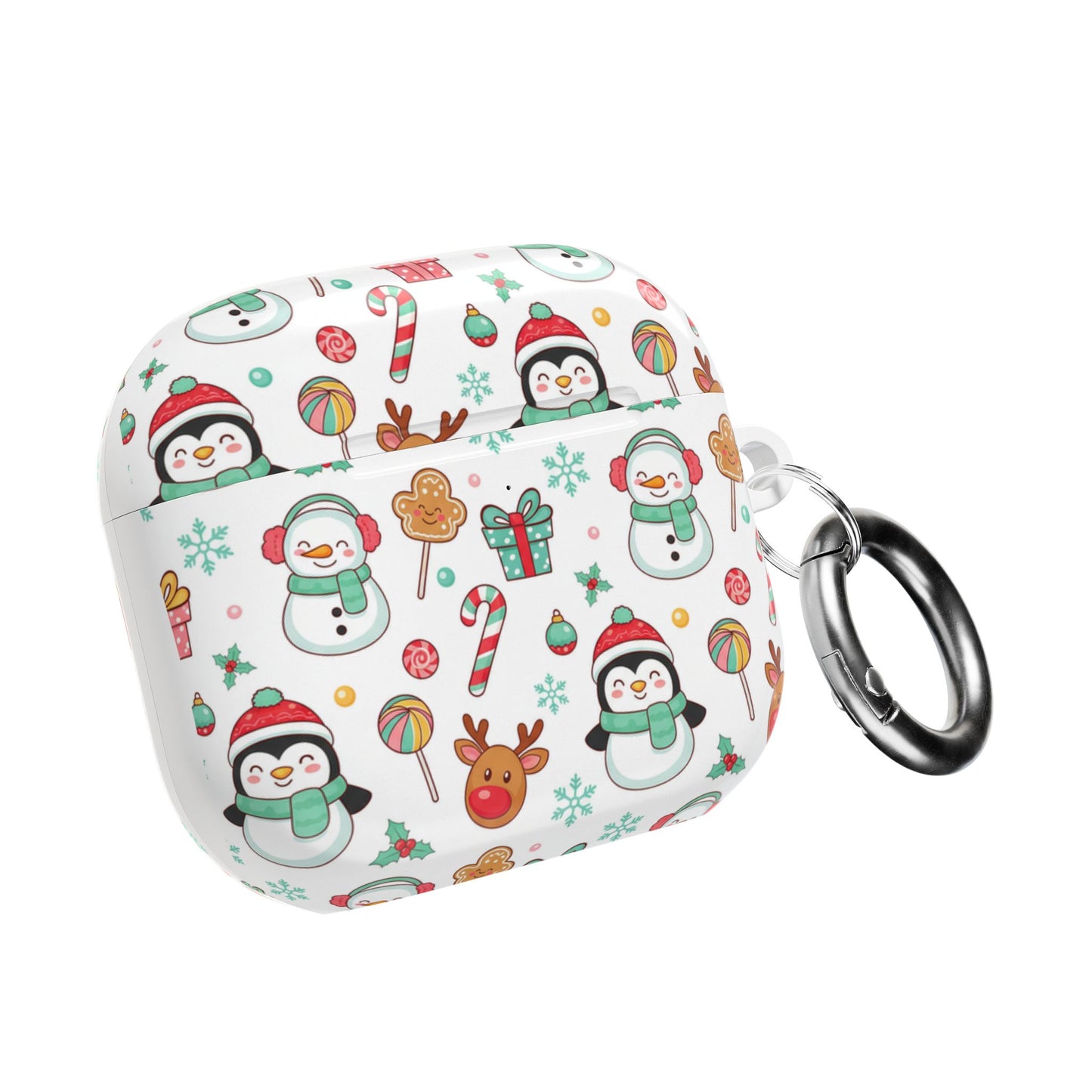 Christmas Penguins AirPod Case — Cute Holiday Snowman, Reindeer & Candy Pattern (free shipping)