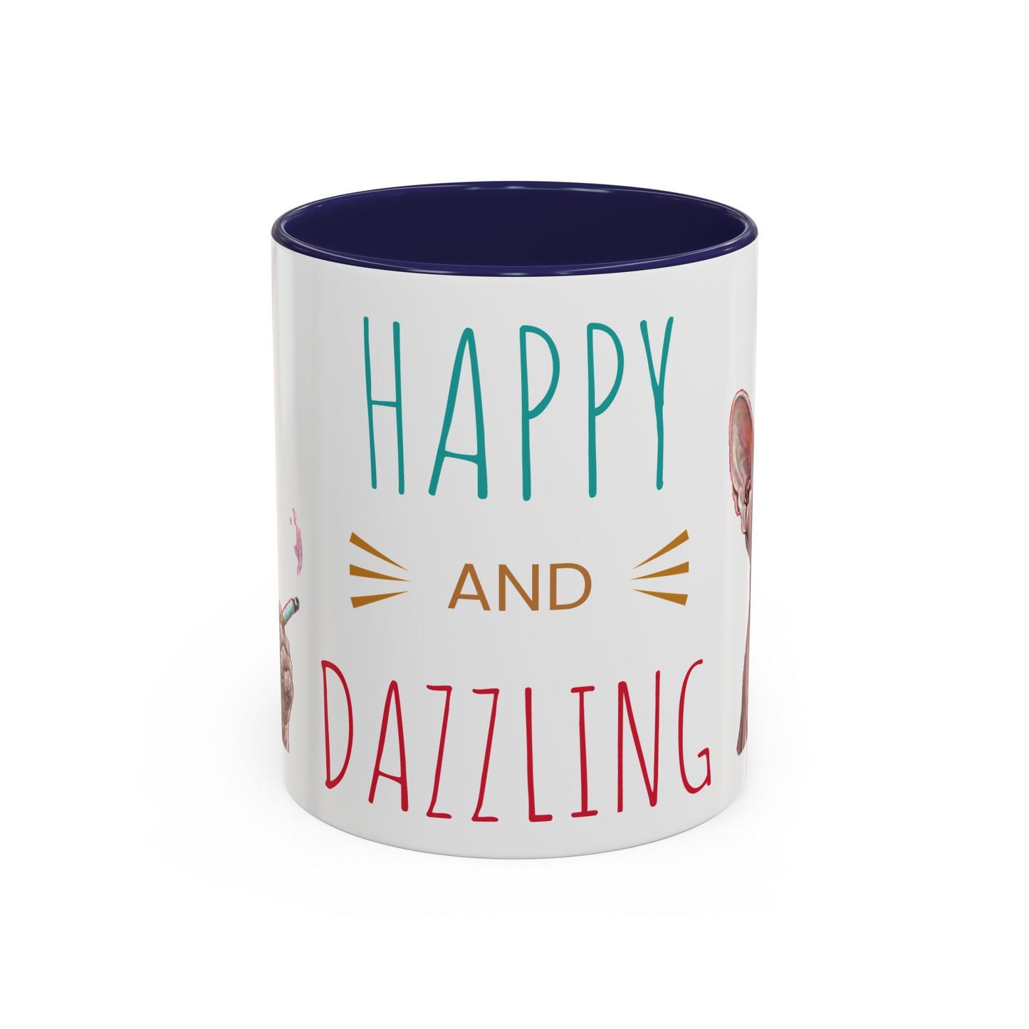 Happy and Dazzling smoking Cat Coffee Mug — Sphynx Cat Accent Mug (11/15oz) (free shipping)