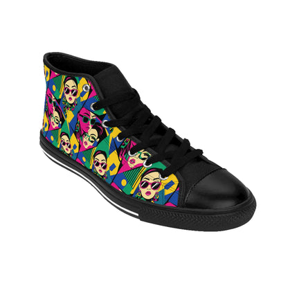 Men's High-Top Sneakers — Bold Pop Art Faces Pattern (free shipping)