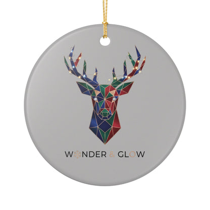 Geometric Reindeer Ceramic Ornament — 'Wonder & Glow' Holiday Decoration