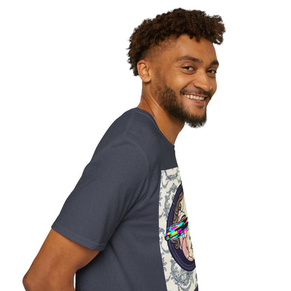 Glitch retro cracked porcelain doll face- Rococo Smartphone Toile - T-Shirt — Retro Mythology Art Tee