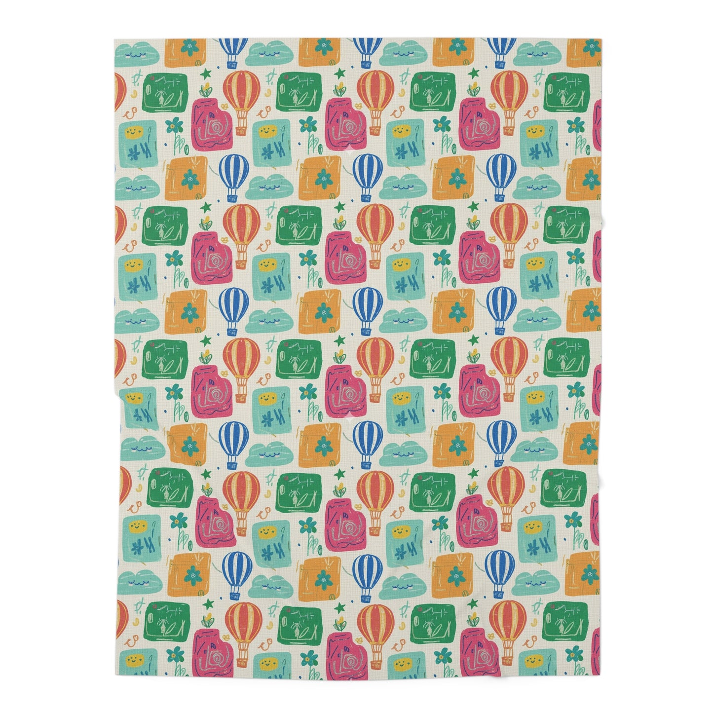 Boho Hot Air Balloon Baby Swaddle Blanket — Colorful Nursery Print for Newborns