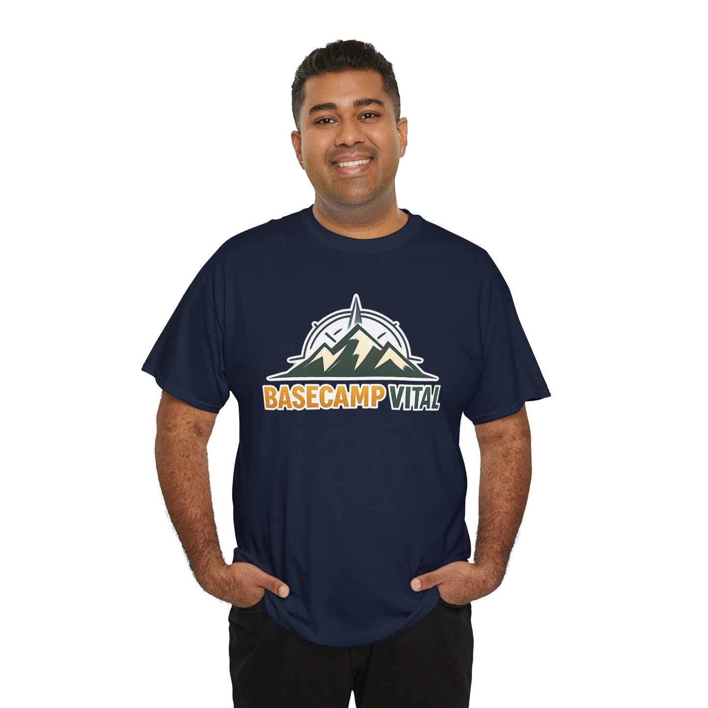 Base Camp Vital Mountain Compass Crewneck T-Shirt | Outdoor Hiking Graphic Tee | Midweight Cotton Trail Shirt (free shipping)
