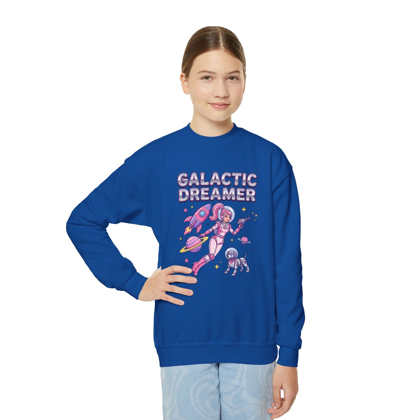 Youth Sweatshirt — "Galactic Dreamer" Astronaut Mermaid Crewneck
