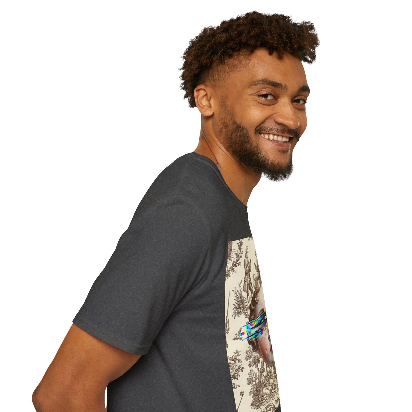 Vintage Doll Face Tee with Glitch Paint Splash