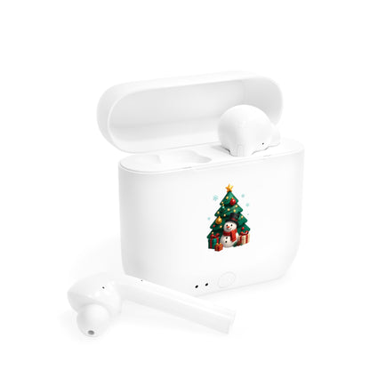 Wireless Earbuds Case — Cute Christmas Tree & Snowman Holiday Design