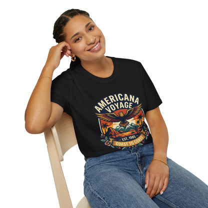 Americana Voyage retro Graphic T-Shirt — Coast to Coast Eagle Sunset