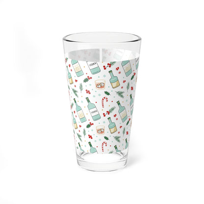 16 oz  Christmas Holiday Vodka Themed Mixing Glass (Free Shipping)