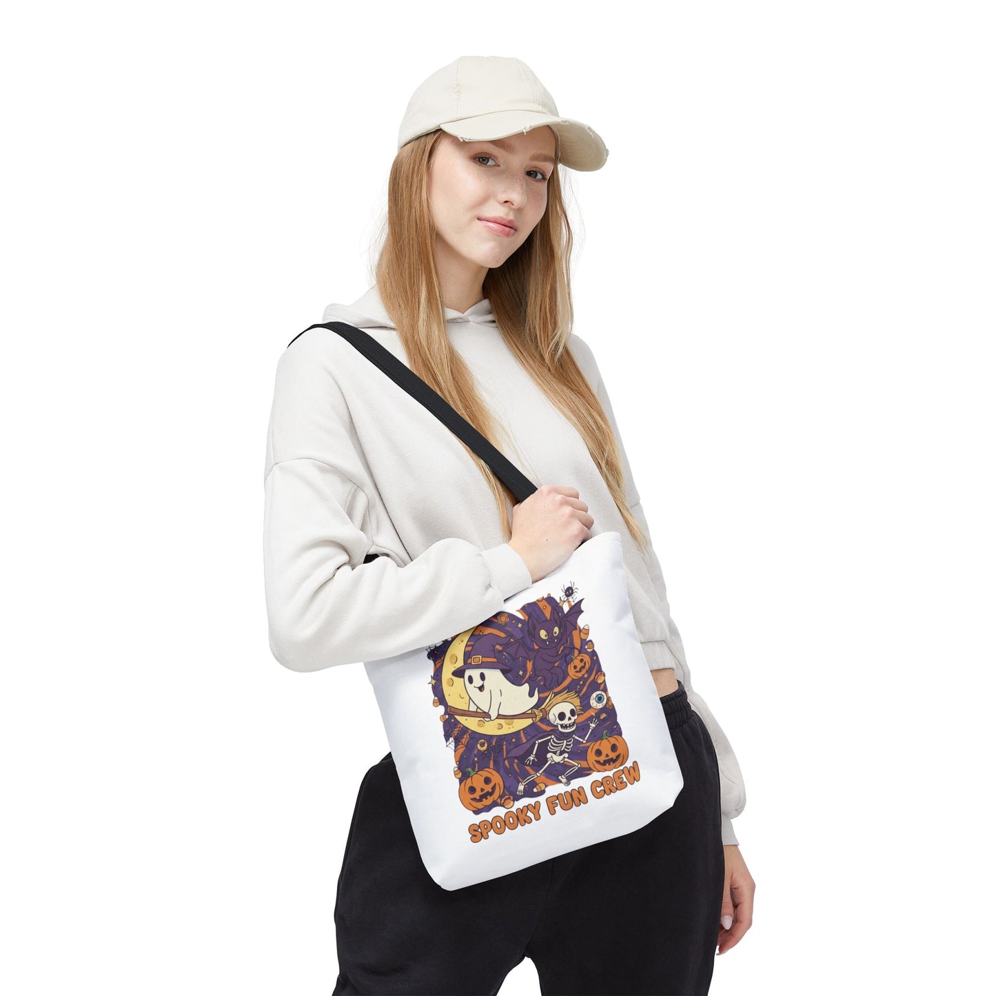 Spooky Fun Crew Halloween Tote Bag, Trick or Treat Bag, Haunted House Accessory, Fall Gift, Party Favor