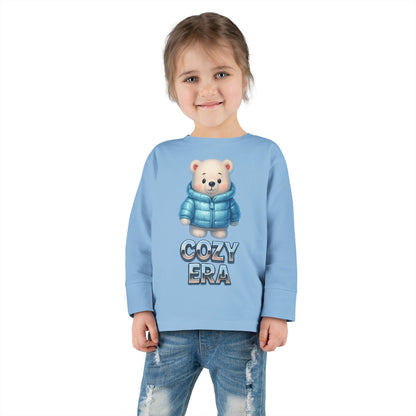 Cozy Era Toddler Long Sleeve Tee — Cute Bear in Puffer Jacket