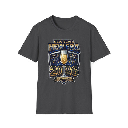 New Year 2026 T-Shirt – "New Year, New Era" Champagne & Fireworks Celebration Tee