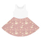 Girls' Pink Swan Princess Sundress — Sleeveless Twirl Dress with Crown & Heart Pattern