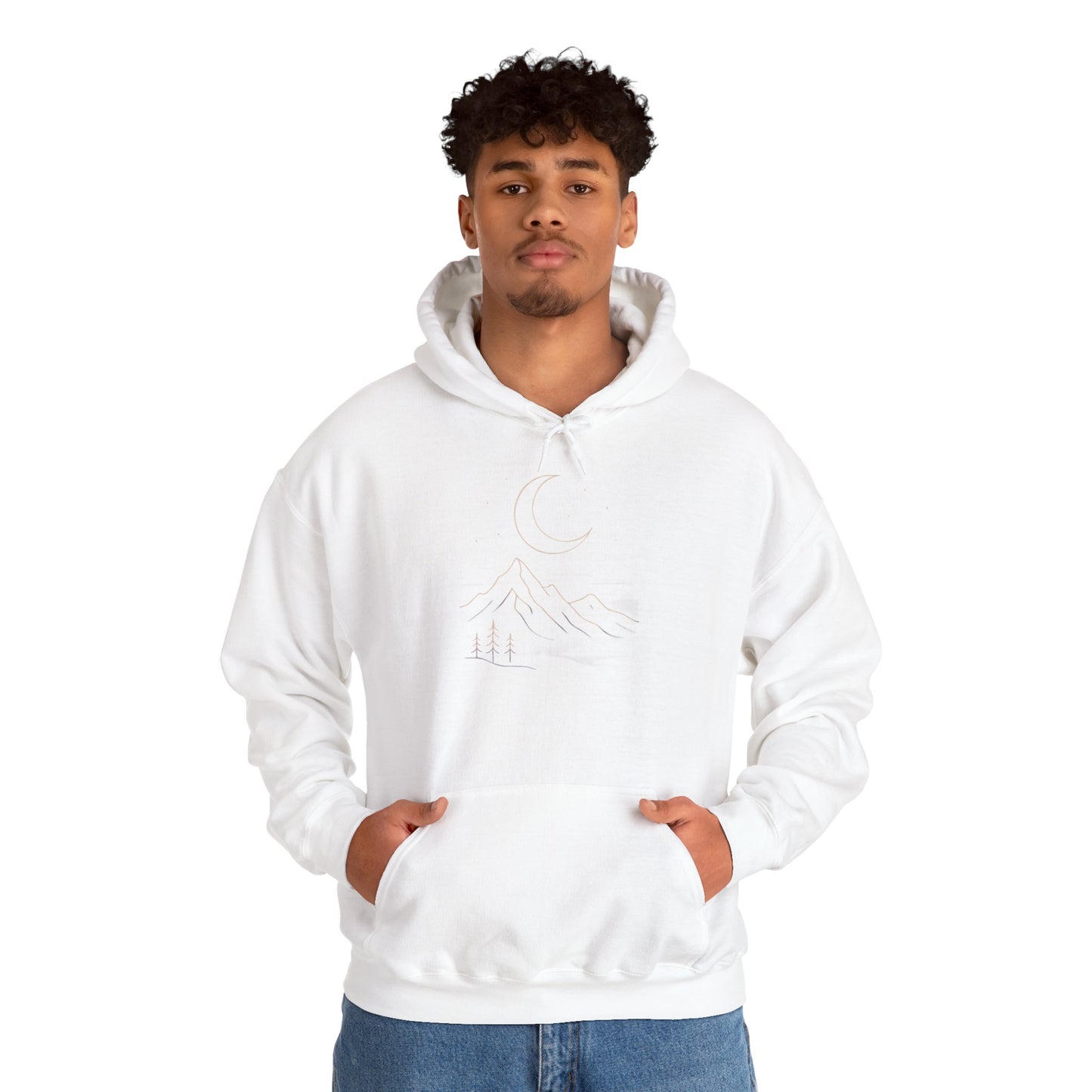 Mountain Moonline Hoodie — base camp vital gear- Minimal Crescent & Peaks Graphic Sweatshirt