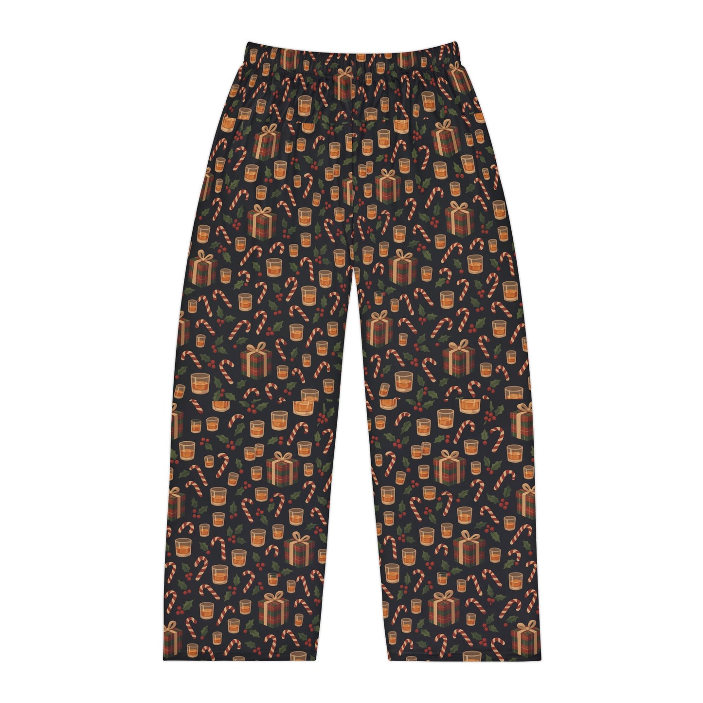 Men's whiskey style Holiday Pajama Pants — Gingerbread & Candy Cane All-Over Print