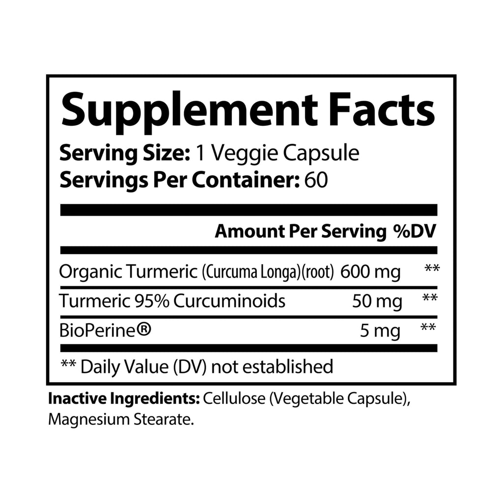 Base Camp Vital Turmeric with BioPerine® (Black Pepper Fruit Extract) Supplement (60 Capsules)