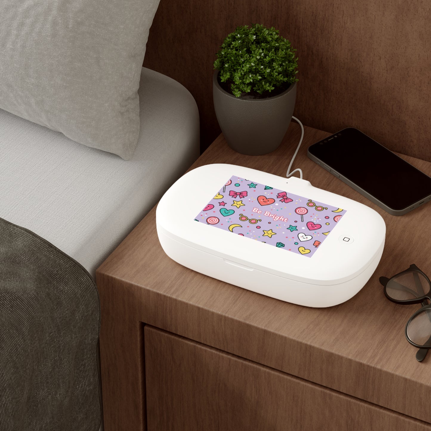 UV Phone Sanitizer & Wireless Charger — "Be Bright" Cute Kawaii Design (free Shipping)