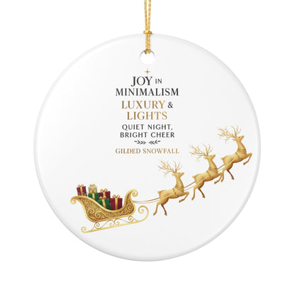 Gilded Sleigh Ceramic Ornament — "Joy in Minimalism: Luxury & Lights" Christmas Decoration