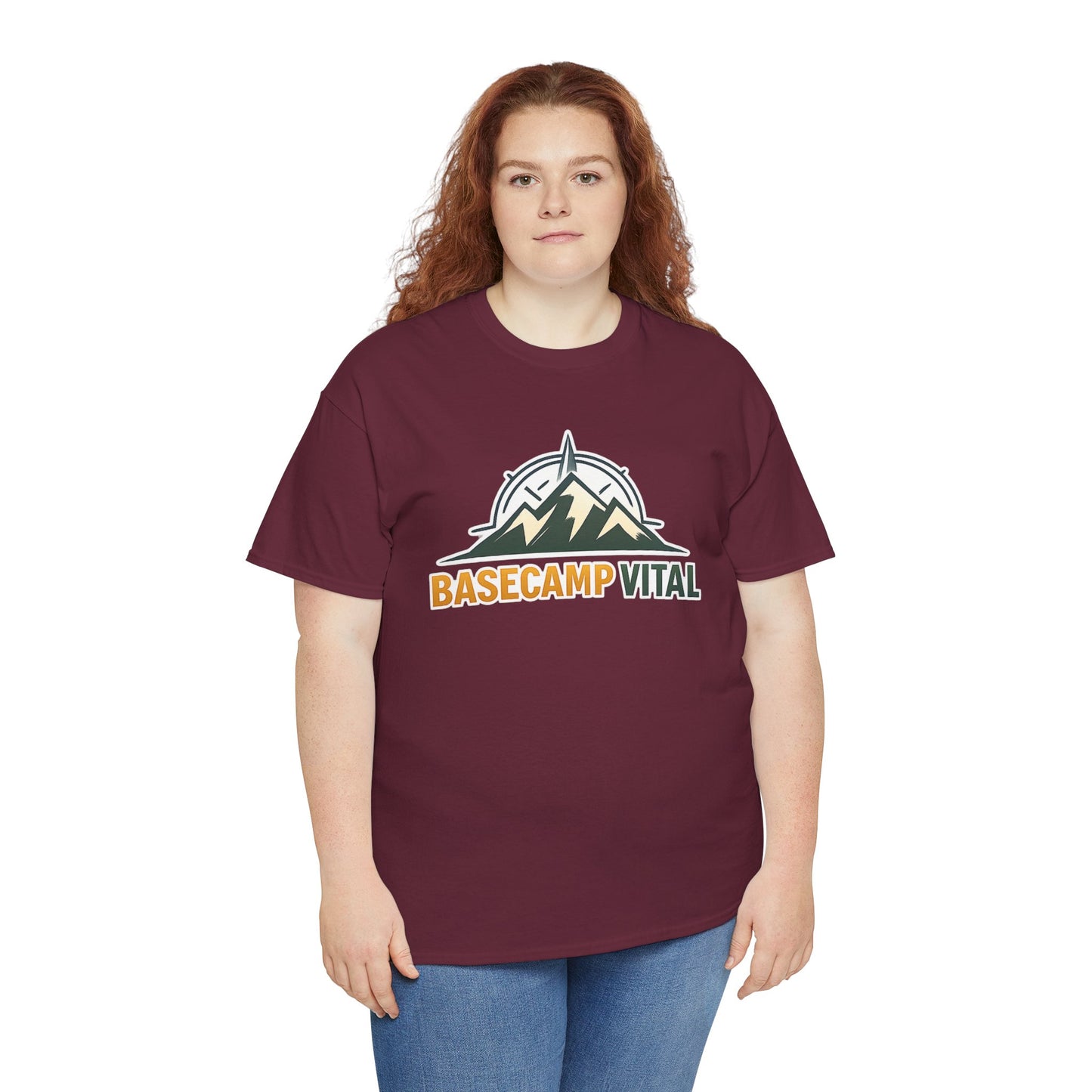 Base Camp Vital Mountain Compass Crewneck T-Shirt | Outdoor Hiking Graphic Tee | Midweight Cotton Trail Shirt (free shipping)